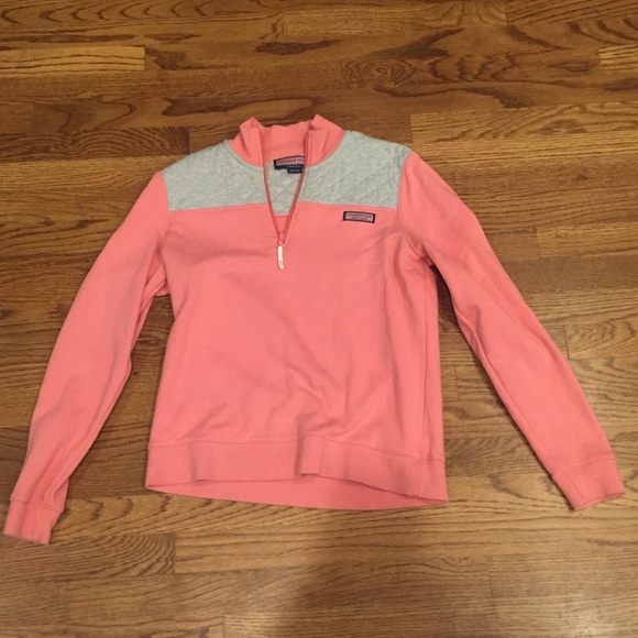 Vineyard Vines Tops - Vineyard Vines pink & grey half zip pullover